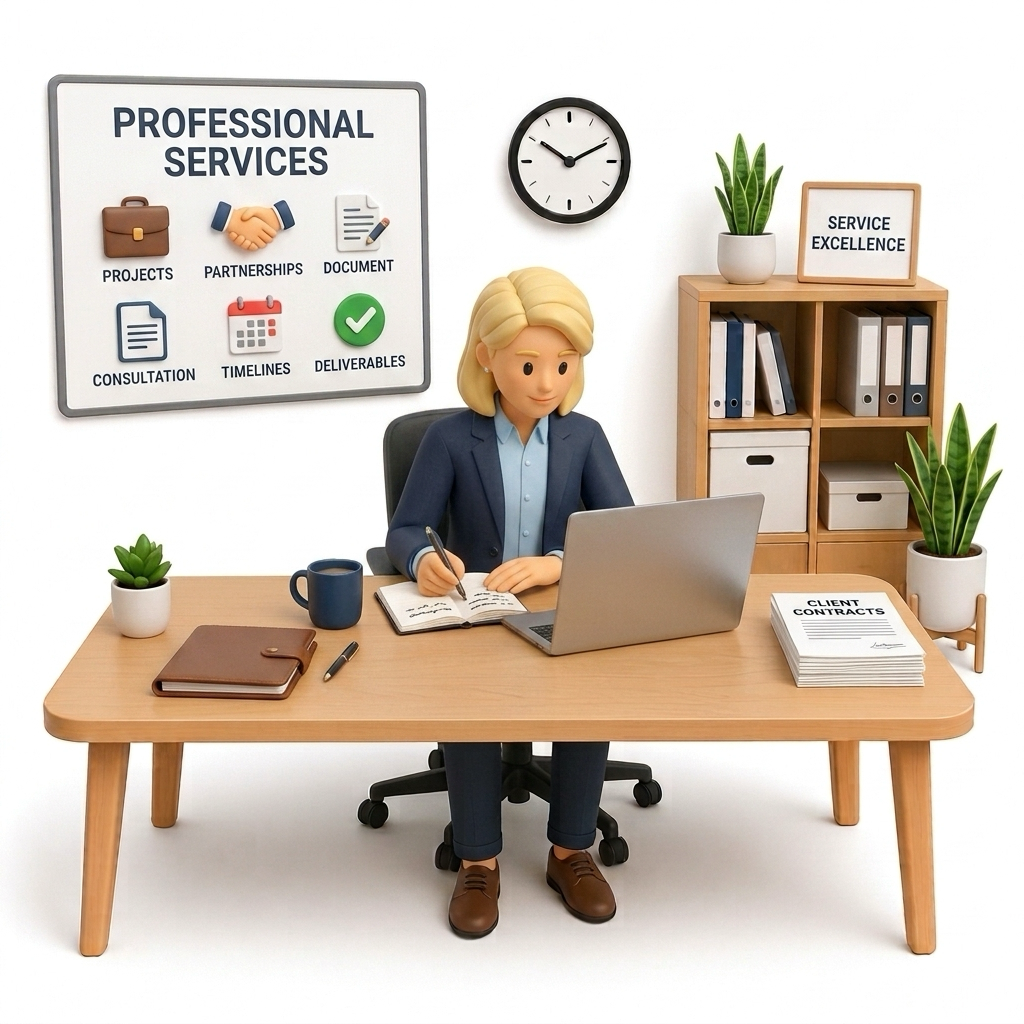 A professional services consultant at work
